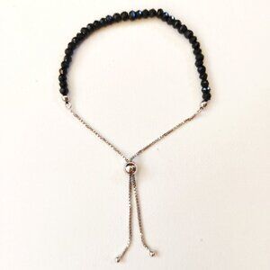 Sterling silver and black spinel adjustable bracelet